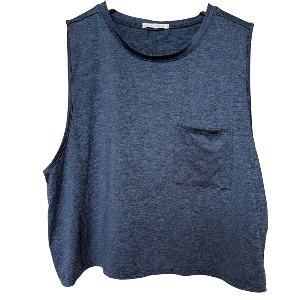 Threads 4 Thought Women's Blue Cropped Tank Top Size L Activewear Gym Work Out